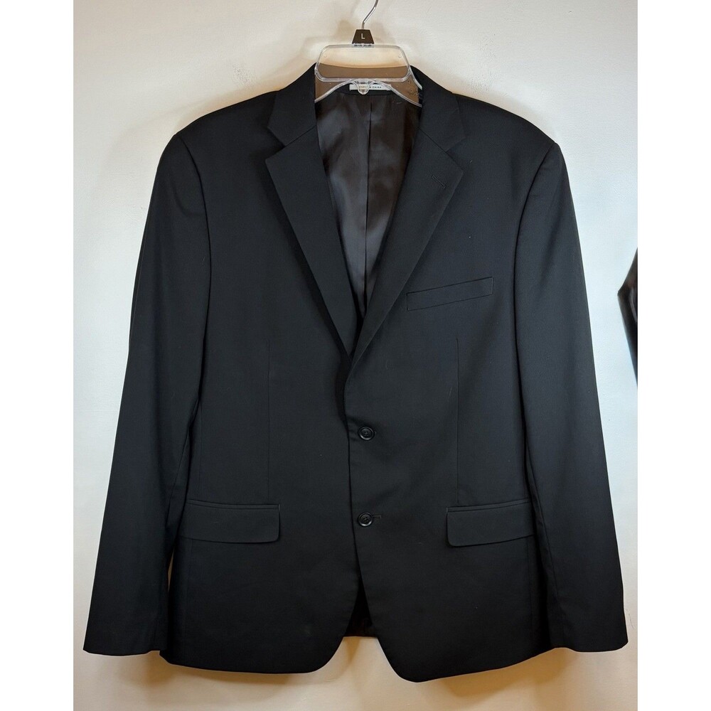 ALFANI Black Suit Jacket Slim Fit 42R Button Notch Lapel Double Vent Stretch